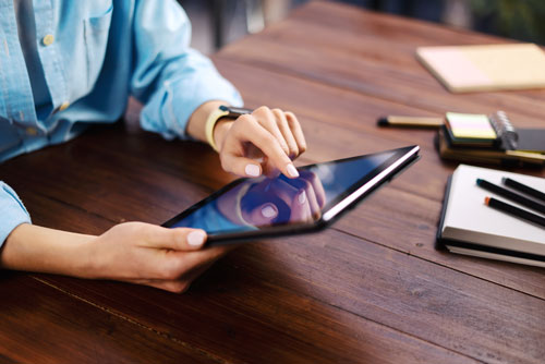 Person reading digital book